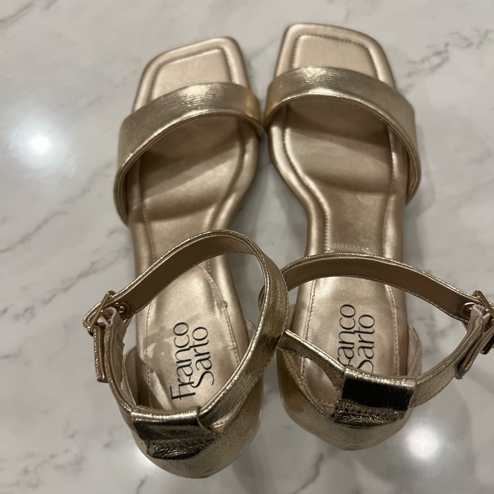 Franco Sarto Metallic Gold Heeled Sandals - Picture 5 of 9
